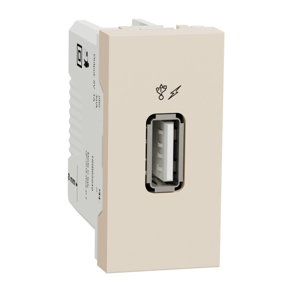 Розетка USB 2.0 зарядна 1.05А, 1 модуль, бежевий, Unica NEW NU342844
