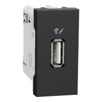 Розетка USB 2.0 зарядна 1.05А, 1 модуль, антрацит, Unica NEW NU342854