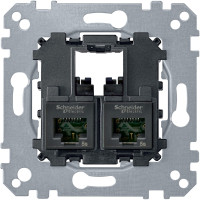 Розетка комп'ютерна RJ45 подвійна, 5е кат, UTP неекр, механізм, Merten MTN4575-0002