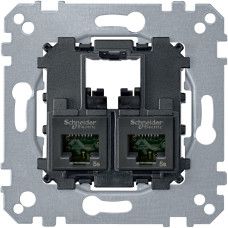Розетка комп'ютерна RJ45 подвійна, 5е кат, UTP неекр, механізм, Merten MTN4575-0002