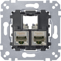 Розетка комп'ютерна RJ45 подвійна, 5е кат, FTP екр, механізм, Merten MTN4575-0012