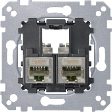 Розетка комп'ютерна RJ45 подвійна, 5е кат, FTP екр, механізм, Merten MTN4575-0012