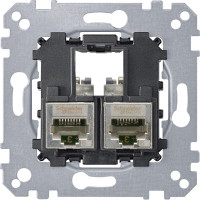 Розетка комп'ютерна RJ45 подвійна, 6 кат, STP екр, механізм, Merten MTN4576-0022