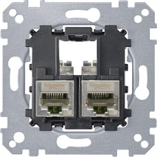 Розетка комп'ютерна RJ45 подвійна, 6 кат, STP екр, механізм, Merten MTN4576-0022