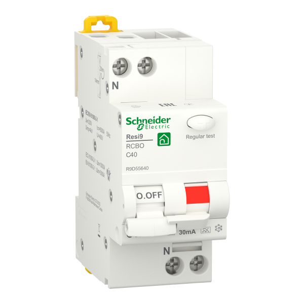 Диференційний автомат 6kA 1P+N 40A C 30mA А, Resi9 Schneider Electric R9D55640