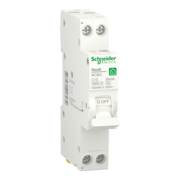 Диференційний автомат 6kA 1M 1P+N 10A C 30mA А, Resi9 Schneider Electric R9D88610