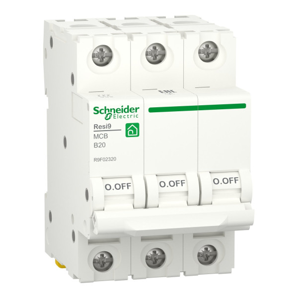 Автоматичний вимикач 6kA 3P 20A В, Resi9 Schneider Electric R9F02320