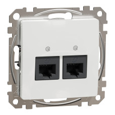 Комп'ютерна розетка подвійна RJ45, кат. 5e, неекр. UTP, Білий, Sedna Design SDD111452