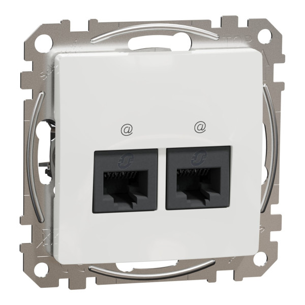 Комп'ютерна розетка подвійна RJ45, кат. 5e, неекр. UTP, Білий, Sedna Design SDD111452