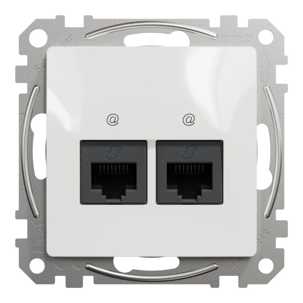 Комп'ютерна розетка подвійна RJ45, кат. 5e, неекр. UTP, Білий, Sedna Design SDD111452