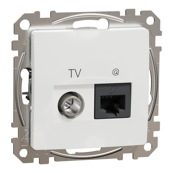 Комп'ютерна розетка RJ45+TV, кат. 6, неекр. UTP, Білий, Sedna Design SDD111469T