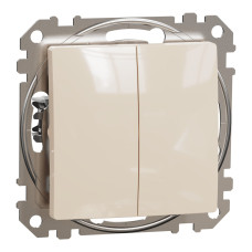 Двохклавішний вимикач 10А-250В, Бежевий, Sedna Design SDD112105