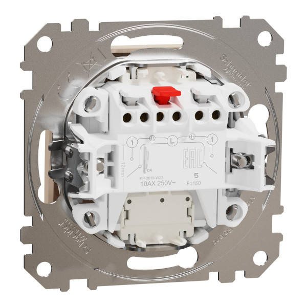 Двохклавішний вимикач з синьою підсвіткою 10А-250В, Бежевий, Sedna Design SDD112105L