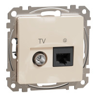 Комп'ютерна розетка RJ45+TV, кат. 6, неекр. UTP, Бежевий, Sedna Design SDD112469T