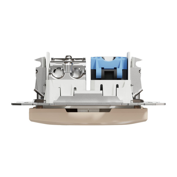 Комп'ютерна розетка RJ45+TV, кат. 6, неекр. UTP, Бежевий, Sedna Design SDD112469T