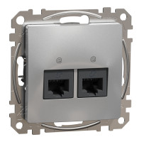 Комп'ютерна розетка подвійна RJ45, кат. 5e, неекр. UTP, Алюміній, Sedna Design SDD113452