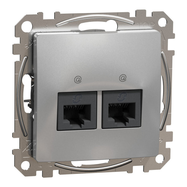Комп'ютерна розетка подвійна RJ45, кат. 5e, неекр. UTP, Алюміній, Sedna Design SDD113452
