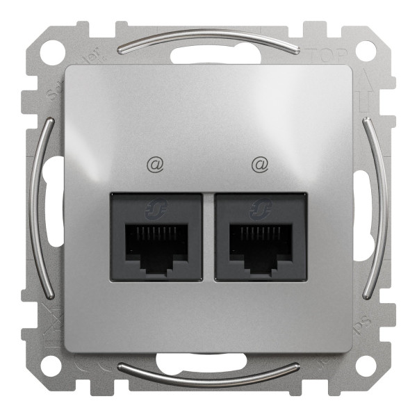 Комп'ютерна розетка подвійна RJ45, кат. 5e, неекр. UTP, Алюміній, Sedna Design SDD113452