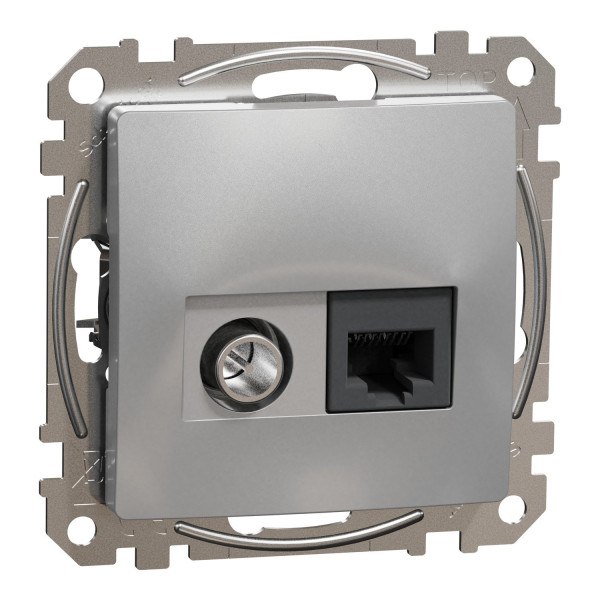 Комп'ютерна розетка RJ45+TV, кат. 6, неекр. UTP, Алюміній, Sedna Design SDD113469T