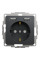 Розетка силова з заземленням + USB A+A, 2.4A, зі шторками, Чорний, Sedna Design SDD114052