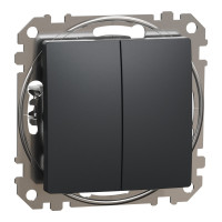 Двохклавішний кнопочний вимикач, Чорний, Sedna Design SDD114118