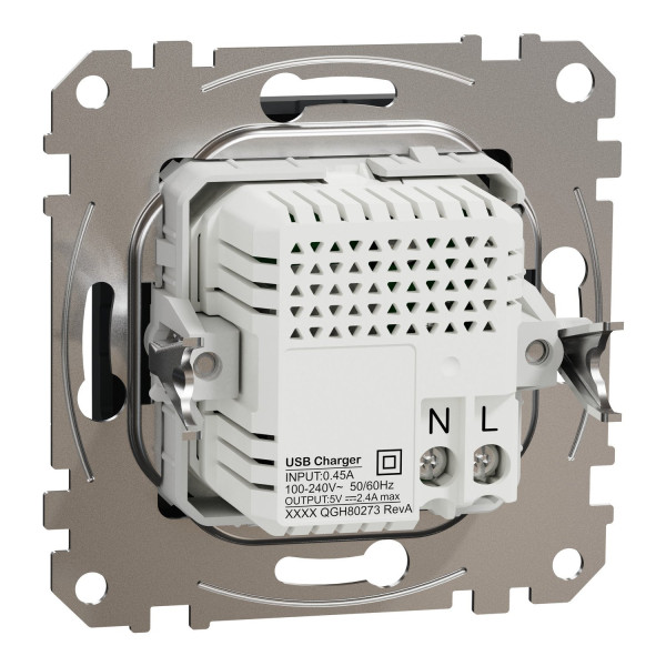 Розетка USB подвійна А+C, 2.4А, 230В, Чорний, Sedna Design SDD114402