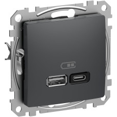 USB розетка A+C, 3 A, 45 Вт, Антрацит Sedna Design SDD114404