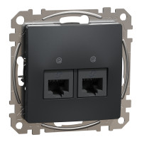 Комп'ютерна розетка подвійна RJ45, кат. 5e, неекр. UTP, Чорний, Sedna Design SDD114452
