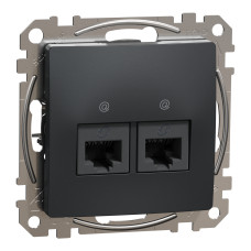 Комп'ютерна розетка подвійна RJ45, кат. 5e, неекр. UTP, Чорний, Sedna Design SDD114452