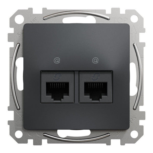 Комп'ютерна розетка подвійна RJ45, кат. 5e, неекр. UTP, Чорний, Sedna Design SDD114452