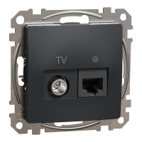 Комп'ютерна розетка RJ45+TV, кат. 6, неекр. UTP, Чорний, Sedna Design SDD114469T
