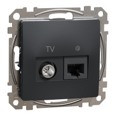 Комп'ютерна розетка RJ45+TV, кат. 6, неекр. UTP, Чорний, Sedna Design SDD114469T