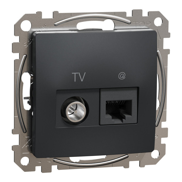 Комп'ютерна розетка RJ45+TV, кат. 6, неекр. UTP, Чорний, Sedna Design SDD114469T