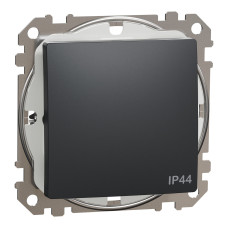 Одноклавішний вимикач IP44, 10А-250В, Чорний, Sedna Design SDD214101