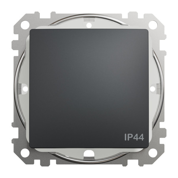 Одноклавішний прохідний перемикач IP44, 10А-250В, Чорний, Sedna Design SDD214106