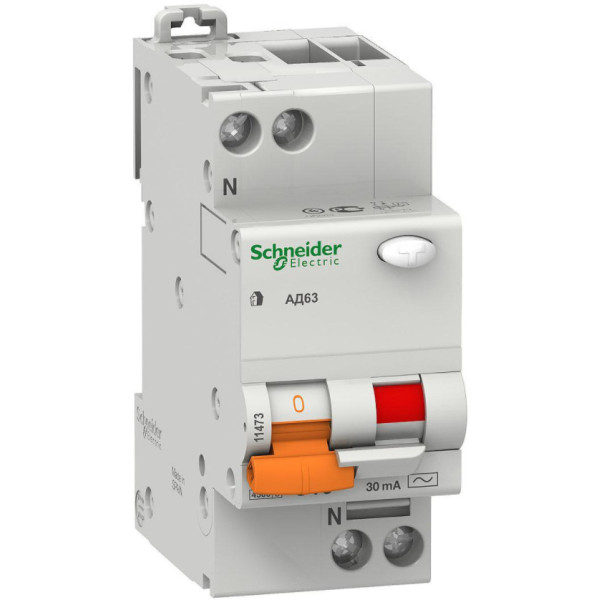 Диференційний автоматичний вимикач АД63 2П 25A З 30МА Schneider Electric 11474