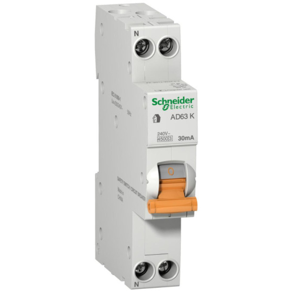 Диференційний автоматичний вимикач АД63К 1П+Н 16A 30MA C Schneider Electric 12522