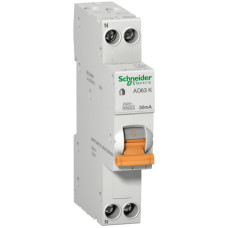 Диференційний автоматичний вимикач АД63К 1П+Н 20A 30MA C Schneider Electric 12523