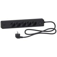 Подовжувач на 5 розеток + 2хUSB 2.4А, кабель 1,5 метри, чорний, Schneider Electric ST945U1B