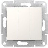 Трьохклавішний вимикач 10А-250В, Слонова кістка, Sedna SDN0300623