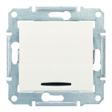 Одноклавішний перехресний перемикач з синьою підсвіткою 10А-250В, Слонова кістка, Sedna SDN0501123