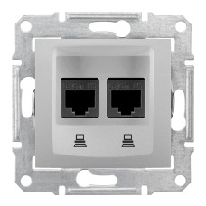Комп'ютерна розетка подвійна RJ45, кат. 5e, неэкр., UTP з пружинними затискачами, Алюміній, Sedna SDN4400160