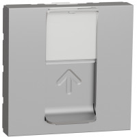 Розетка комп'ютерна RJ45, одинарна, кат.5e STP, 2 модуля, алюміній, Unica NEW NU341330