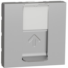 Розетка комп'ютерна RJ45, одинарна, кат.5e STP, 2 модуля, алюміній, Unica NEW NU341330