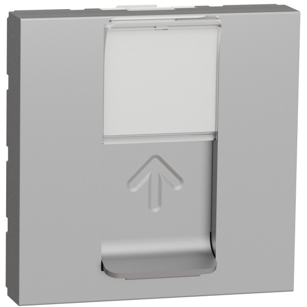 Розетка комп'ютерна RJ45, одинарна, кат.5e STP, 2 модуля, алюміній, Unica NEW NU341330